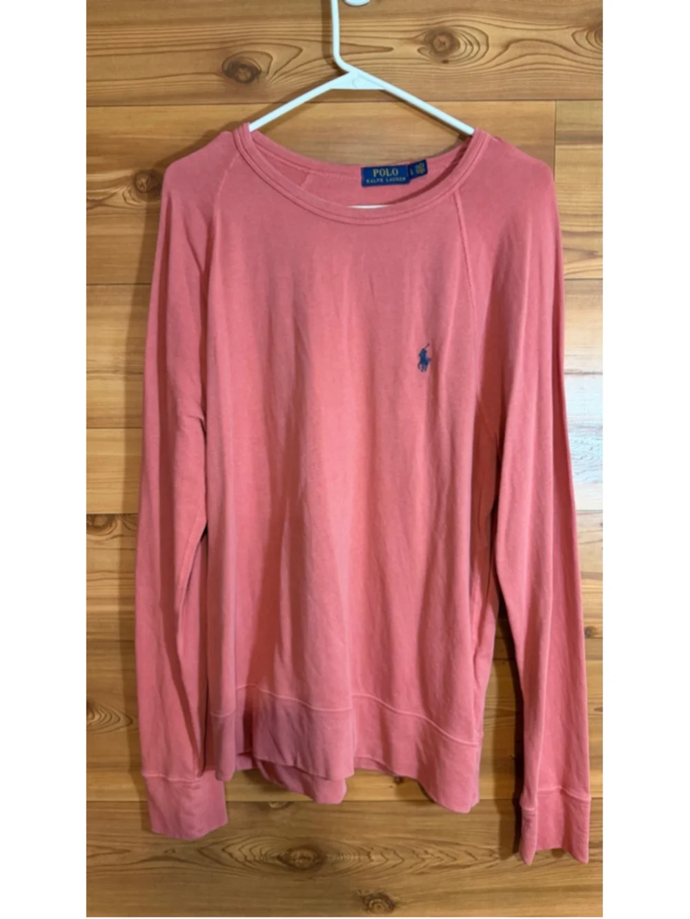 Polo Ralph Lauren Men's Coral Red Spa Terry Raglan Pullover Sweatshirt large